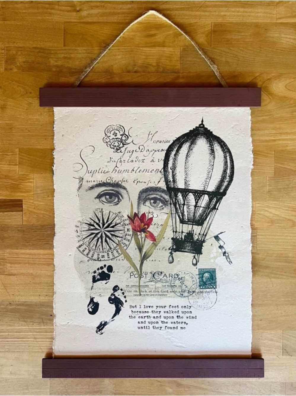 Boho Vintage Style Seed Paper - Your Feet by Pablo Neruda